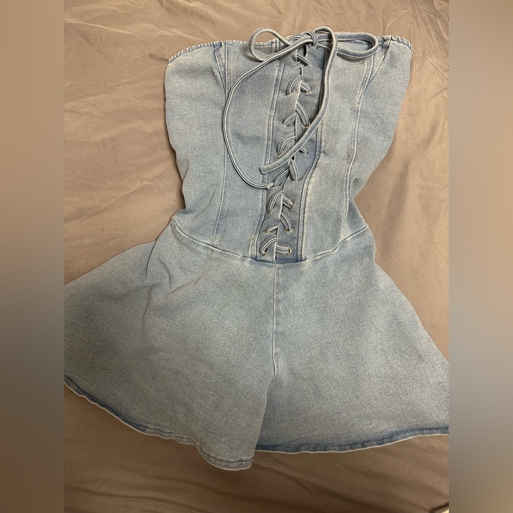 Denim Strapless Mini Dress